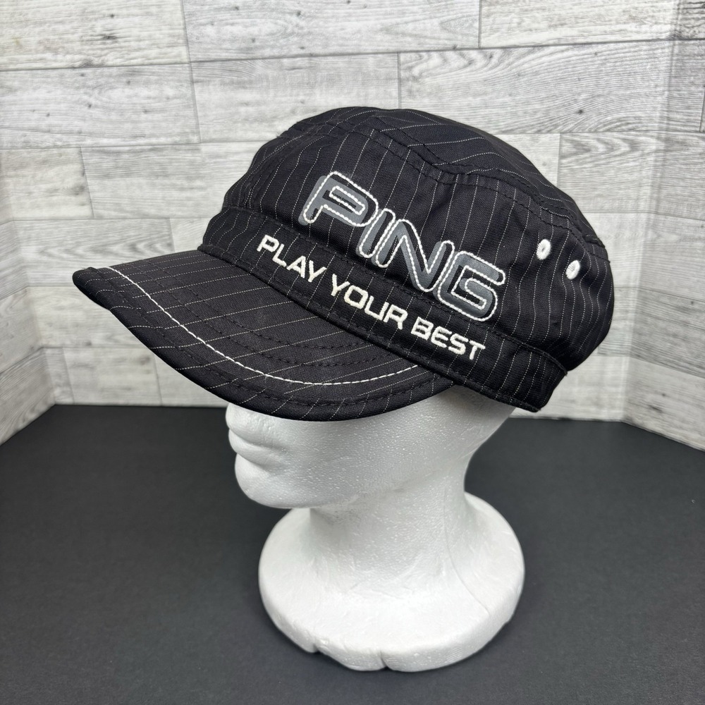 Ping play your best stitched logo black pinstripe adjust‎ women golf hat cadet
